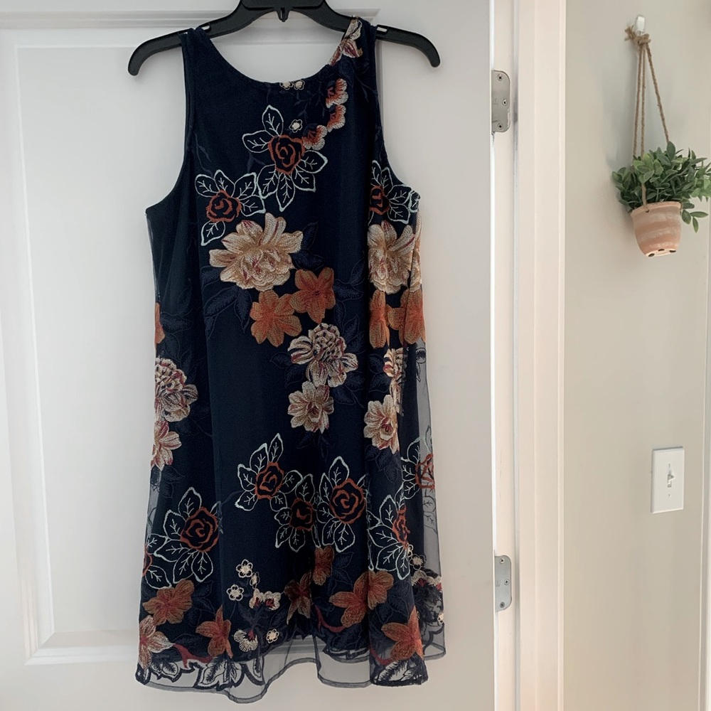 Navy dress with floral details